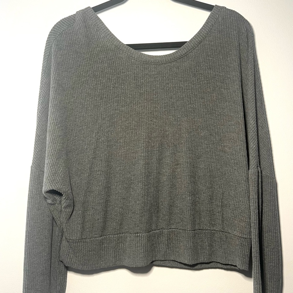 Target Women's Gray Ribbed Tunic Top